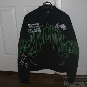 CIVIL CLOTHING Heavy Chaos Racing Jacket Black & Slime Green Button Up Bomber